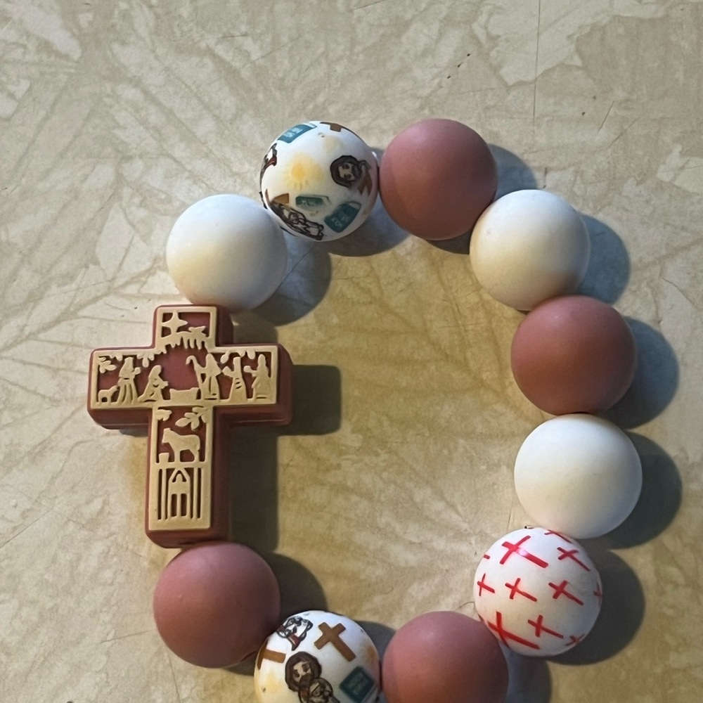 Religious Beaded Bracelet with Cross Charm B96